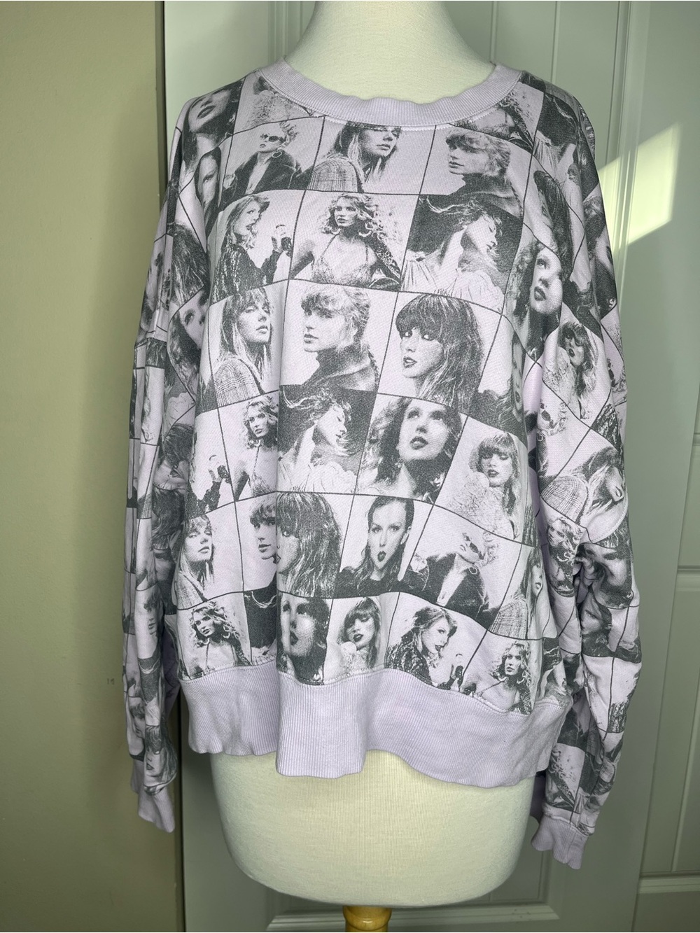 Taylor Swift Eras Tour Concert Cropped Lavender Pullover Size XL Casual Purple